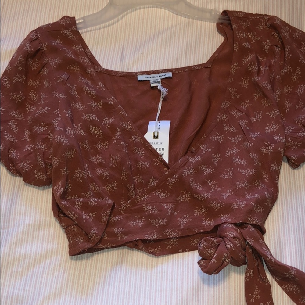 American Ragle cropped wrap around shirt